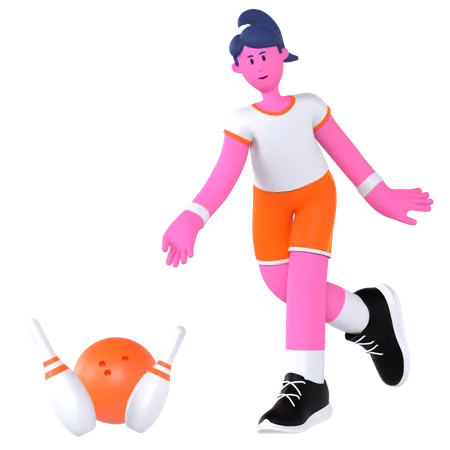 Bowling Player  3D Illustration