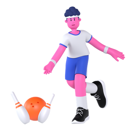 Bowling Player  3D Illustration