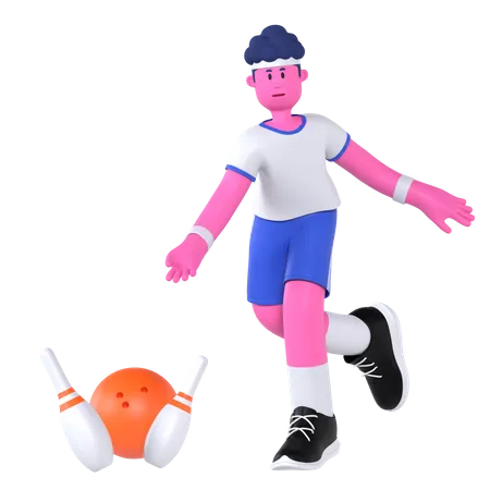 Bowling Player  3D Illustration