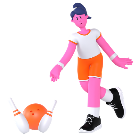 Bowling Player  3D Illustration