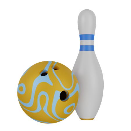 Bowlingkugel mit Kegel  3D Icon
