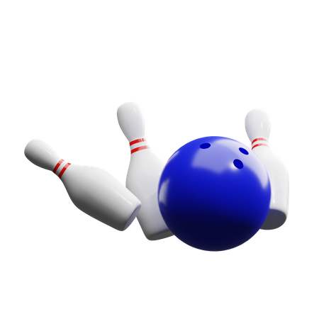 Bowlingkugel trifft Pins Strike  3D Illustration