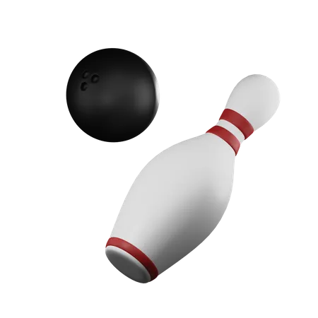 Bowlingkugel und Bowlingkegel  3D Illustration