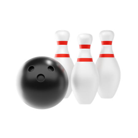 Bowlingkugel und Kegel  3D Icon