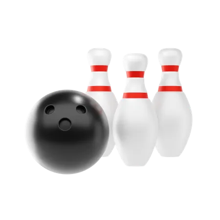 Bowlingkugel und Kegel  3D Icon