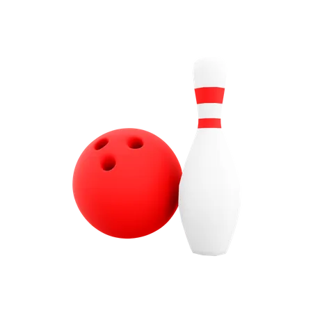 Bowlingkugel und Kegel  3D Icon