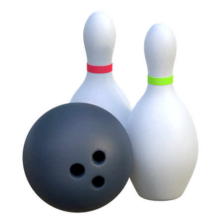 Bowlingkugel und Kegel  3D Icon