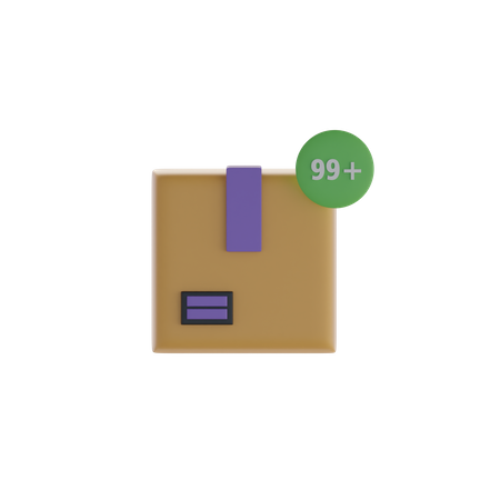 Box And 99 Notification  3D Icon