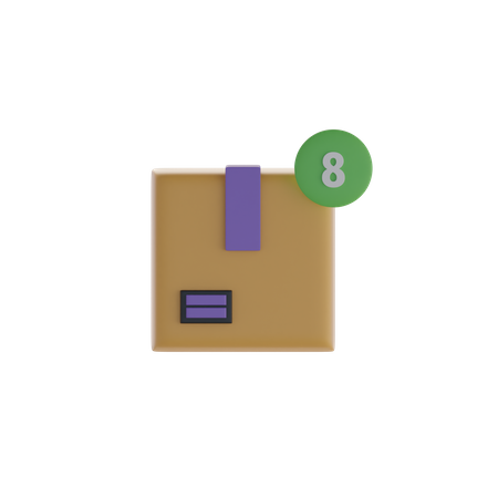 Box And Eight Notification  3D Icon