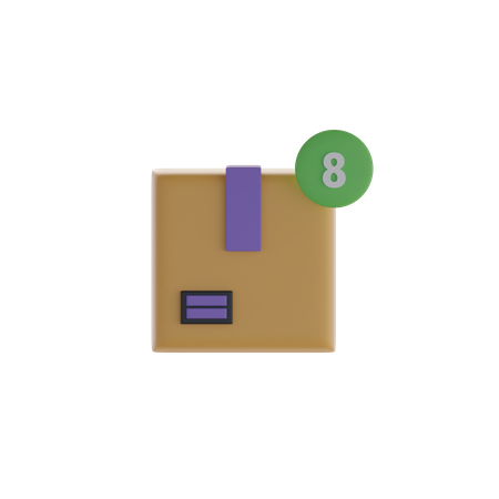 Box And Eight Notification  3D Icon
