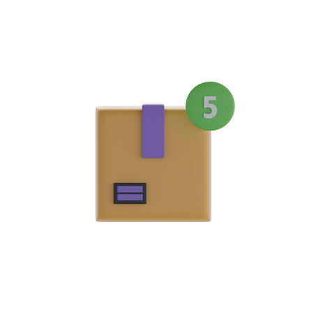 Box And Five Notification  3D Icon