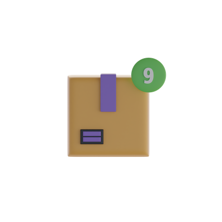 Box And Nine Notification  3D Icon