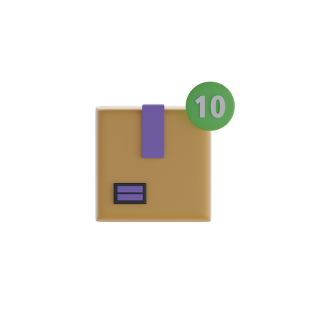 Box And Ten Notification  3D Icon