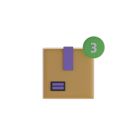 Box And Three Notification  3D Icon