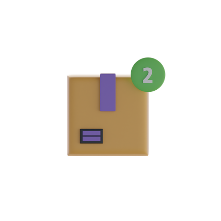 Box And Two Notification  3D Icon