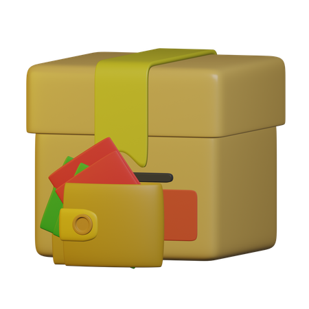 Box And Wallet  3D Icon