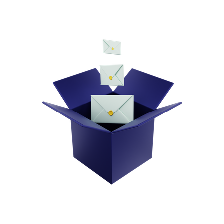 Box containing email  3D Illustration