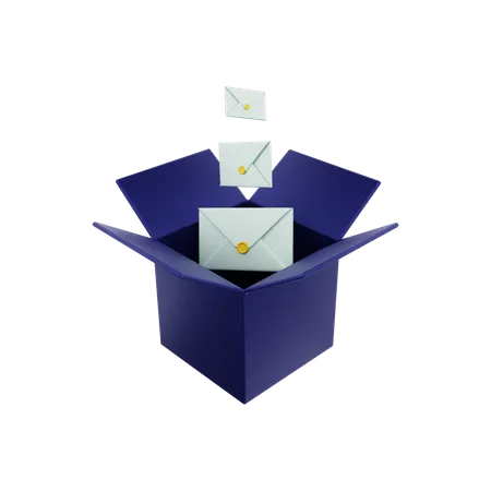 Box containing email 3D Illustration