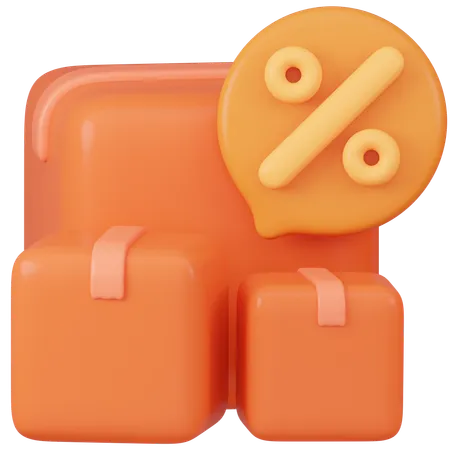 Discounted Orange Packages With Percentage Signd 3D Icon