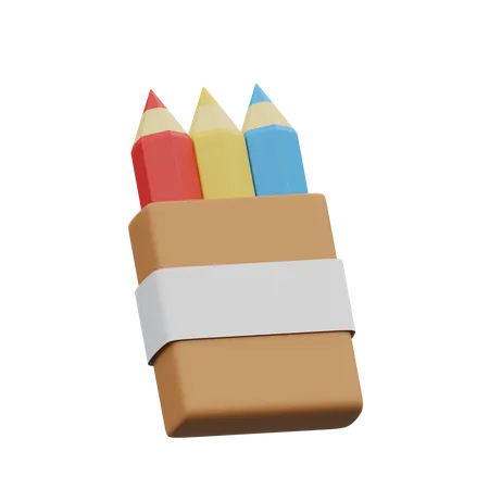 Box of coloring pencils  3D Illustration