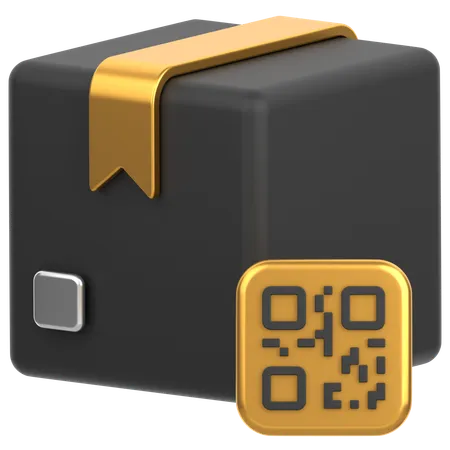 3 D Icon Of A Package With A QR Sign 3D Icon