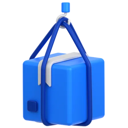3 D Icon Of A Package Being Dragged By A Lift Hook 3D Icon