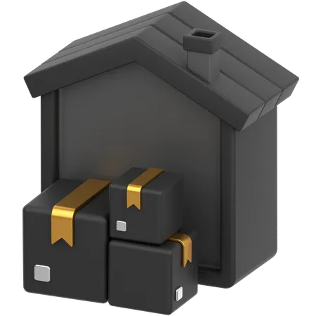 Box With House  3D Icon