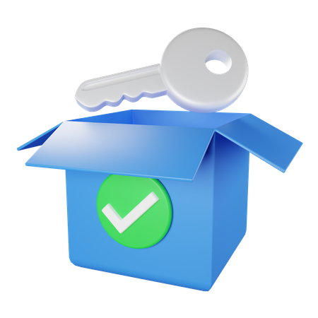 Box with Key  3D Icon