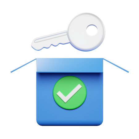 Box with Key  3D Icon