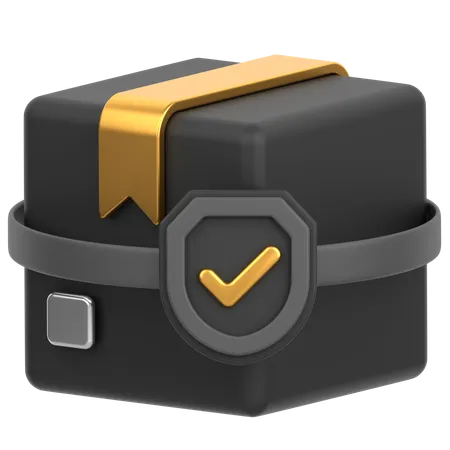 3 D Icon Of A Package With Safety Shield 3D Icon
