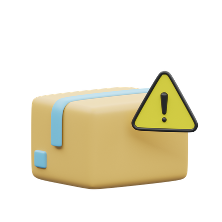 Box with warning sign 3D Illustration