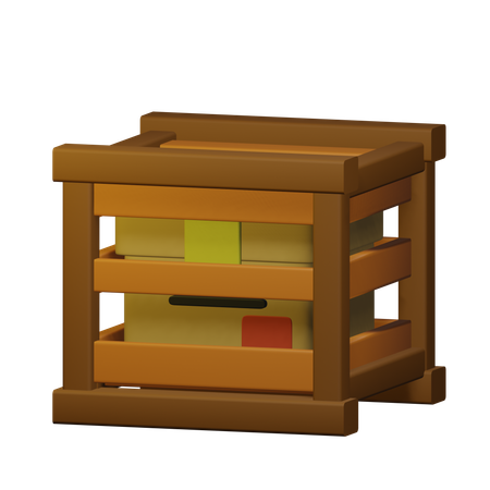 Box With Wooden Box  3D Icon