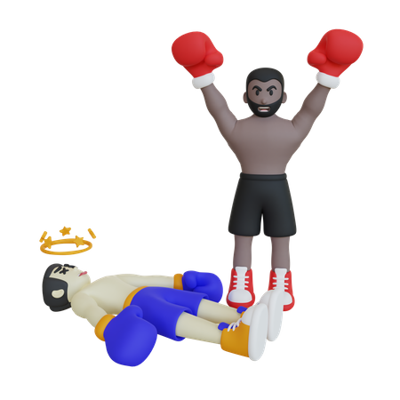 Vainqueur du combat de boxe  3D Illustration