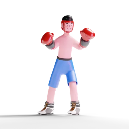 Boxeador con guantes en las manos  3D Illustration