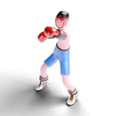 Boxer lutando em partida  3D Illustration