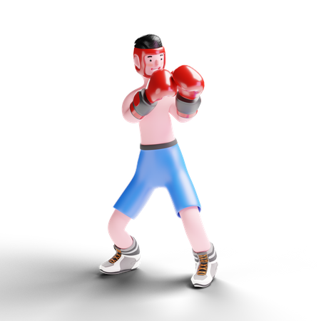 Boxeador masculino trabajando en técnica de defensa  3D Illustration