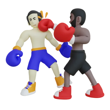 Ilustracion De Personaje 3 D De Combate De Boxeo 3D Illustration
