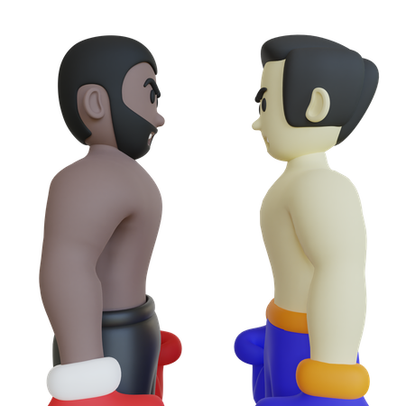 Boxeo mirando hacia abajo  3D Illustration