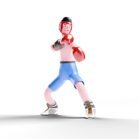 Boxer bereitet sich auf den Kampf vor  3D Illustration