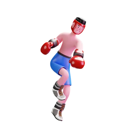 Boxer doing practice  3D Illustration