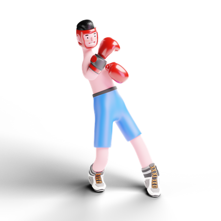 Boxer doing punching practice  3D Illustration