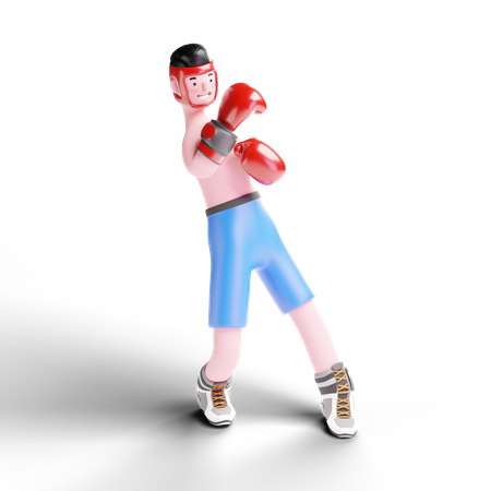 Boxer doing punching practice  3D Illustration