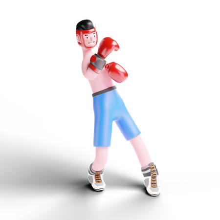 Boxer praticando socos  3D Illustration