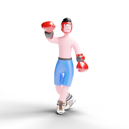 Boxer feiert Sieg  3D Illustration