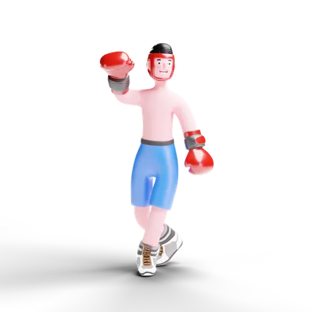 Boxer feiert Sieg  3D Illustration