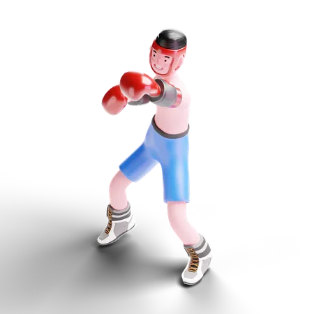 Boxer fighting in match  3D Illustration
