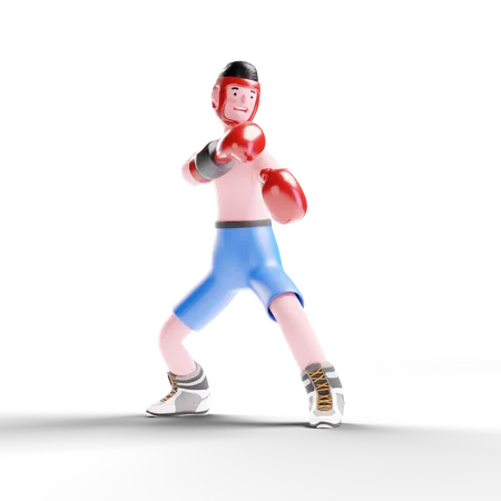 Boxer getting ready for match  3D Illustration