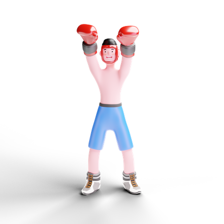 Boxer hebt die Hand  3D Illustration