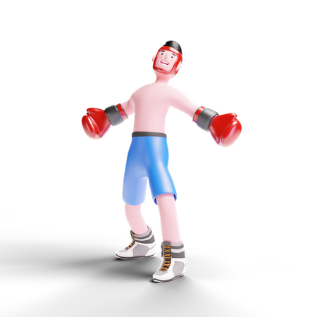 Boxer looking up 3D Illustration