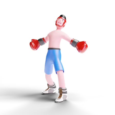 Boxer looking up  3D Illustration